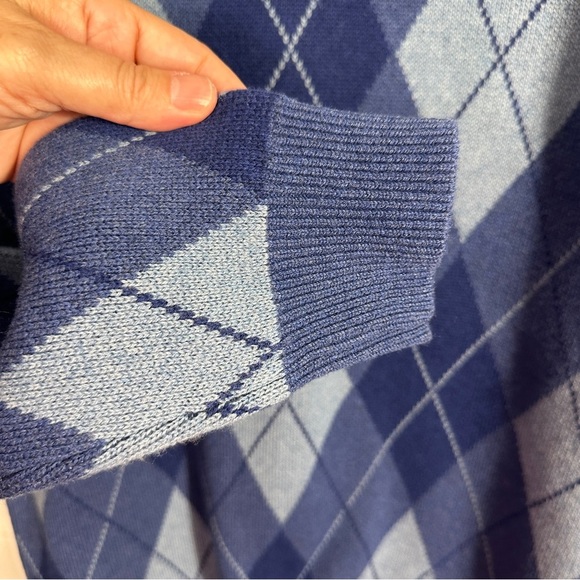Boden men's medium argyle sweater, blue, wool blend, fall, winter, warm - Picture 5 of 9